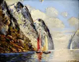 H. Bergmann, Železné vráta, okolo 1950, olej na kartóne