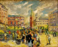 Gilbert, Na námestí, okolo 1920, olej na plátne