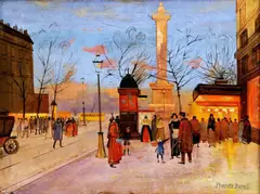 Pierotte Duval, Parížske námestie, okolo 1930, olej na plátne