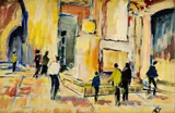 K. T. Monogramista, V múzeu, okolo 1930, olejová tempera na kartóne
