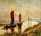 Lucius Dietenbach, Plachetnice, okolo 1960, olej na plátne