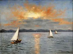 Marossy-nagy, Tri plachetnice, okolo 1930, olej na plátne