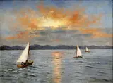 Marossy-nagy, Tri plachetnice, okolo 1930, olej na plátne