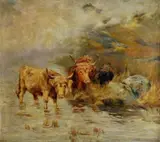 Eustace Stretton Phillip, Tury pri napájadle, okolo 1900, olej na plátne
