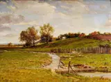 Zdenka Braunerová, Krajina s potokom, okolo 1905, olej na kartóne