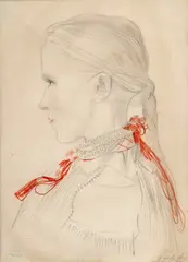 Karel Svolinský, Čičmianka, okolo 1950, ceruza, pastel na papieri