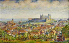 Miloš Šimurda, Pohľad na Bratislavu od Slavína, 1959, olej na plátne