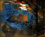 Veronika Rónaiová, Ofélia /Hommage a Millais/, 1997, kombinovaná technika na lepenke