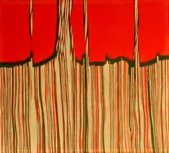 Červenobiele línie by Jozef Srna, 1974, olej na plátne, sold May 2008
