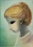 Edita Spannerová, Žena z profilu, 1977, pastel na papieri