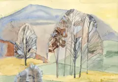 Mária Filová, Jeseň v horách, 1985, akvarel na papieri