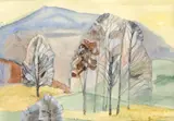 Mária Filová, Jeseň v horách, 1985, akvarel na papieri