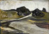 Mária Medvecká, Oravská krajina (Večer), 1976, pastel na kartóne