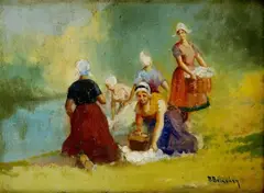 Štefan Burchard-bélaváry, Práčky, okolo 1900, olej na plátne