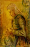 Miloš Alexander Bazovský, Portrét spisovateľky Hany Gregorovej, 1946, pastel na papieri, dublované na preglejke