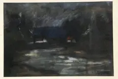 Zoltán Palugyay, Nočná dedina, okolo 1930, pastel na papieri