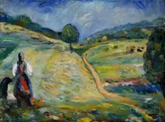 Ján Mudroch, Žena v krajine, 1936, olej na plátne