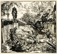 Koloman Sokol, Revenge of the Bull (Pomsta býka), 1954, drevorez na papieri