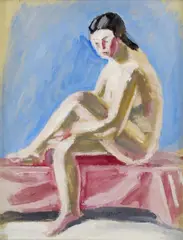 Ernest Zmeták, Sediaci akt, 1970, olej na plátne