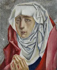 Svätica (variant podľa neznámeho sienskeho maliara) by Ernest Zmeták, 1946, kombinovaná technika na kartóne, sold Mar 2008