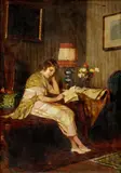 Endre Komáromi-katz, Pri čítaní, okolo 1900, olej na kartóne