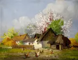 Dénes Mesterházy, Dedinská usadlosť, okolo 1920, olej na plátne