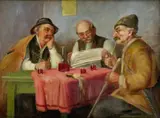 Andor G. Horváth, Traja v krčme, okolo 1935, olej na plátne