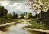 Krajina s orgovánom by Antal Neogrády, okolo 1920, olej na plátne, sold Mar 2008