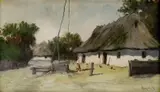 Pri studni by Antal Neogrády, 1927, tempera na kartóne, sold Mar 2008