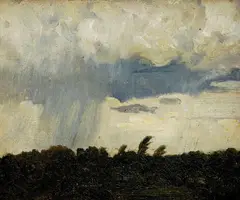 Károly Teuchert, Krajina, okolo 1920, olej na plátne, dublované na kartóne