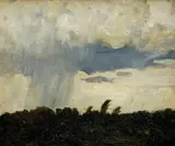 Károly Teuchert, Krajina, okolo 1920, olej na plátne, dublované na kartóne