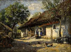 Ferencz Ujváry, Ženy na priedomí, okolo 1930, olej na plátne