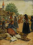 Borzásy, Na trhu I., okolo 1920, olej na plátne