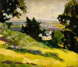 P. Kovács Ferencz, Kostol v Nagybányi, okolo 1930, olej na plátne