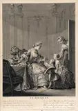Kytica by René Gaillard - Podľa Charlesa Eisena & 1720-1778, okolo 1760, medirytina na papieri, sold Mar 2008