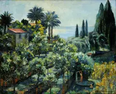 P. Fleischmann, Prímorské mestečko, okolo 1930, olej na plátne