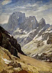 Richard Schroeter, Hory, 1919, olej na lepenke