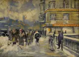 Podvečer v meste by Paul Fischer, okolo 1925, olej na plátne, sold Mar 2008