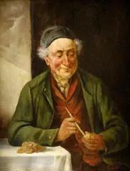 Rieder, Muž s fajkou, okolo 1920, olej na dreve