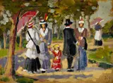 Victor Gilbert, V parku, okolo 1920, olejová tempera na kartóne