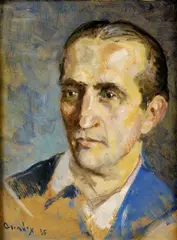 Juraj Collinásy, Portrét muža, 1955, olejová tempera na kartóne