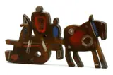 Vladimír Kompánek, Zima, okolo 1975, drevený reliéf, morené drevo, tempera