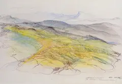 Peter Bartoš, Úžitkový koncept (Na záchranu a rekultiváciu krajiny) I., 2003, farebná serigrafia (2/3)