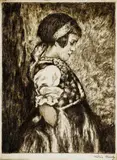 Károly Kotász, Dievčatko v kroji, okolo 1920, lept na papieri, nečíslované