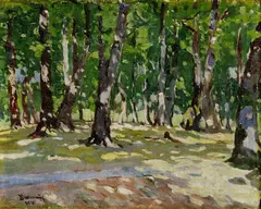 Yosyp Bokshay, Vnútro lesa, 1921, olej na kartóne