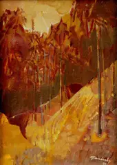 František Tanóczky, Lesný svah, 1991, olej na sololite