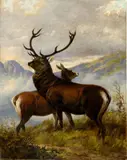 Karl Von Scheidlin Fridrich, Jeleň s laňou, 1879, olej na plátne