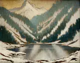 Pleso v Tatrách by Eugen Szepesi-Kuszka, okolo 1910, olej na preglejke, sold Nov 2007