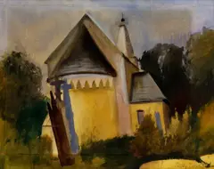 Peter Pálffy, Kaplnka v zámockom parku, 1937, akvarel na papieri