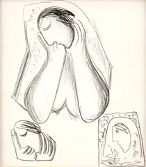 Mladucha - štúdie by Mikuláš Galanda, okolo 1935, kresba ceruzou na papieri, sold Nov 2007